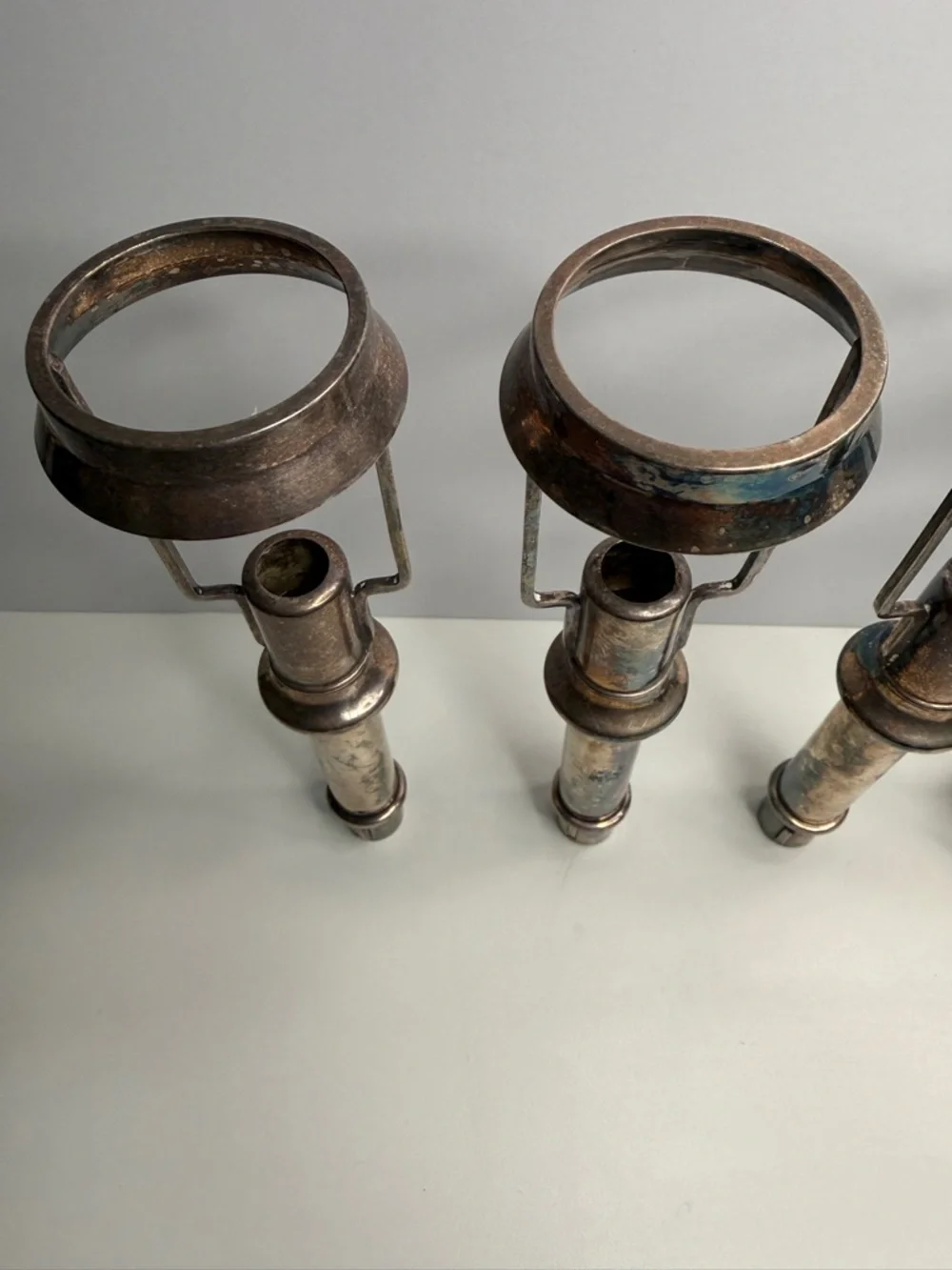 Antique silver plate Lamp Harps and Sockets Set of 4 - Tiffany style candle lamp